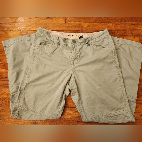 Eddie Bauer Women's Light Blue Turquoise Cargo Pants 100% Cotton Size 18 Tall - Picture 3 of 16